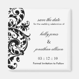 Black and White Save the Date Wedding Magnet