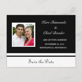 Black and white Save the date with pic Announcement Postcard