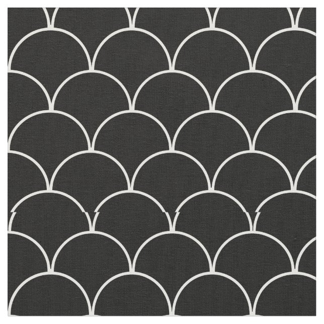 Black and White Scallop Pattern Fabric (Close Up)