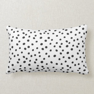 Black and White Scattered Dalmatian Dots Lumbar Pillow