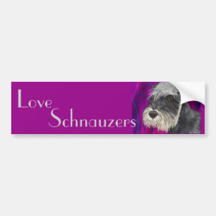Black and White Schnauzer with Purple Background Bumper Sticker