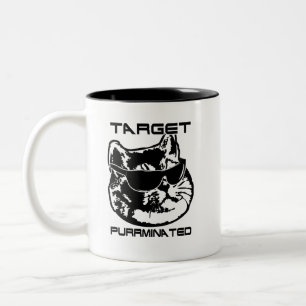 Black and White Sci-Fi Cat Meme Two-Tone Coffee Mug