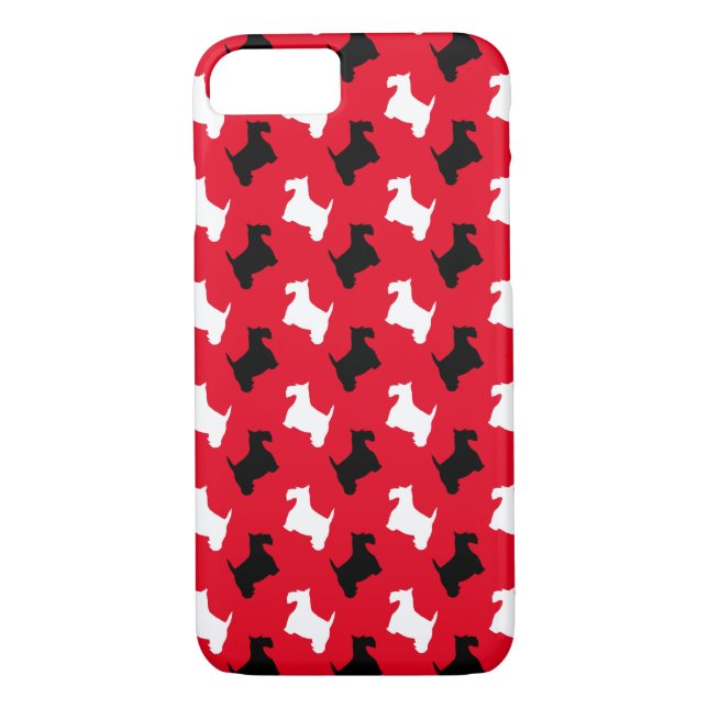 Black and White Scotties Personalize Case-Mate iPhone Case (Back)