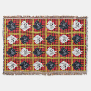 Black and White Scottish Terriers Scottie Dogs Throw Blanket