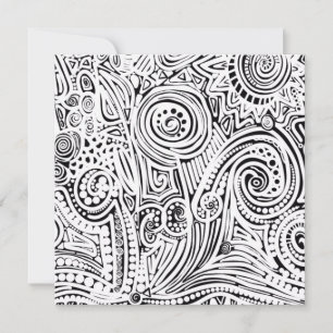 Black And White Scratch And Dot Art Card