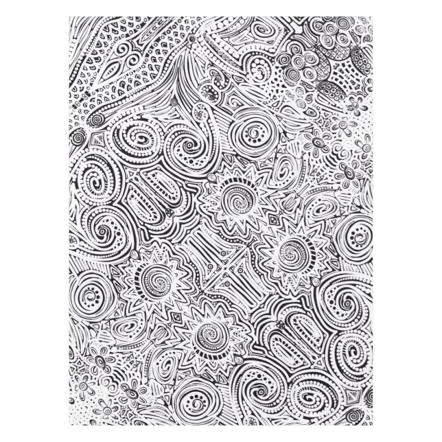 Black And White Scratch Art Tablecloth Table Cover (Front)