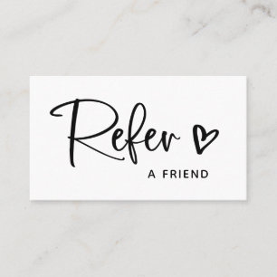 Black and White Script and Heart Referral Card