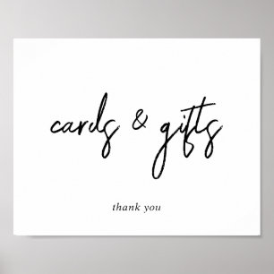 Black and White Script Cards and Gifts Sign