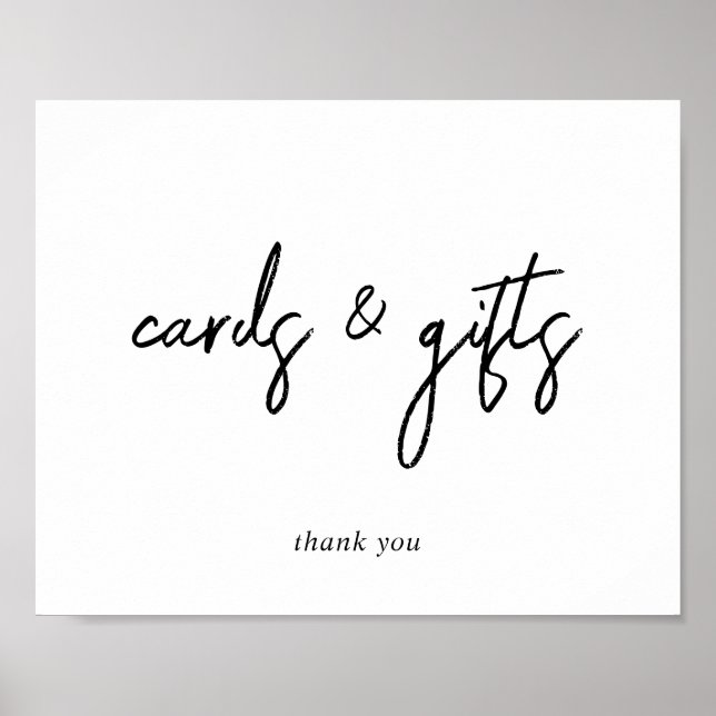 Black and White Script Cards and Gifts Sign (Front)