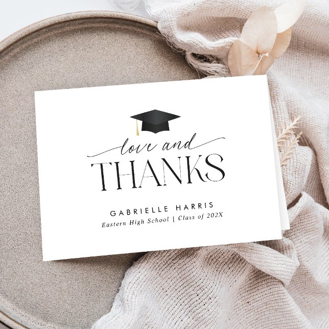 Black and White Script Minimalist Thank You Card (Black and White Script Minimalist Thank You | Blank Inside)