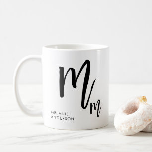 Black and White Script Monogram Coffee Mug
