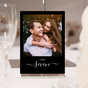 Black And White Script Photo Table Number