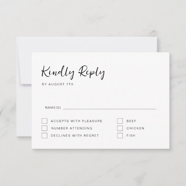 Black and White Script RSVP Card (Front)