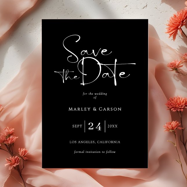 Black and White Script Save The Date Wedding Invitation (Creator Uploaded)