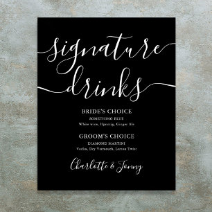 Black And White Script Signature Drinks Sign
