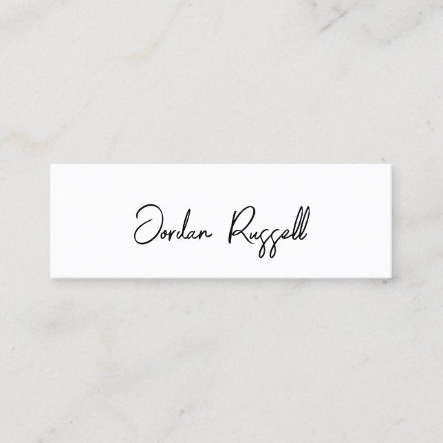  Black and White Script Social Media Networking Mini Business Card (Front)