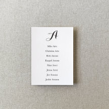 Black and White Script Table Seating Chart Card