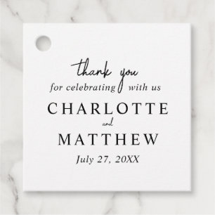Black and White Script Thank You Wedding Favour Ta Tags