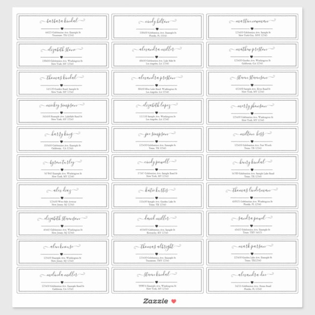 Black and White Script Wedding Guest Address (Sheet)