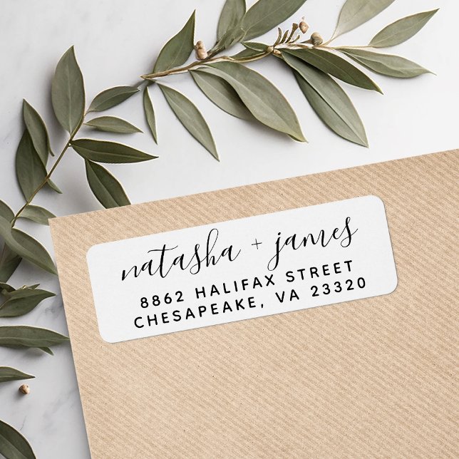  Black and White Script Wedding Return Address (Creator Uploaded)