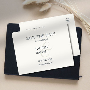 Black and White Script Wedding Save The Date  Announcement Postcard