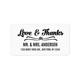 Black and White Script Wedding Thank You Label