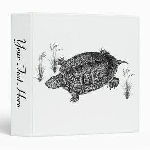 Black and White Sea Turtle Binder