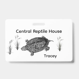 Black and White Sea Turtle Zoo Guide Badge
