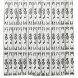 Black and White Seahorse - Graphic Illustration