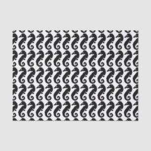 Black and White Seahorse Pattern Tissue Paper