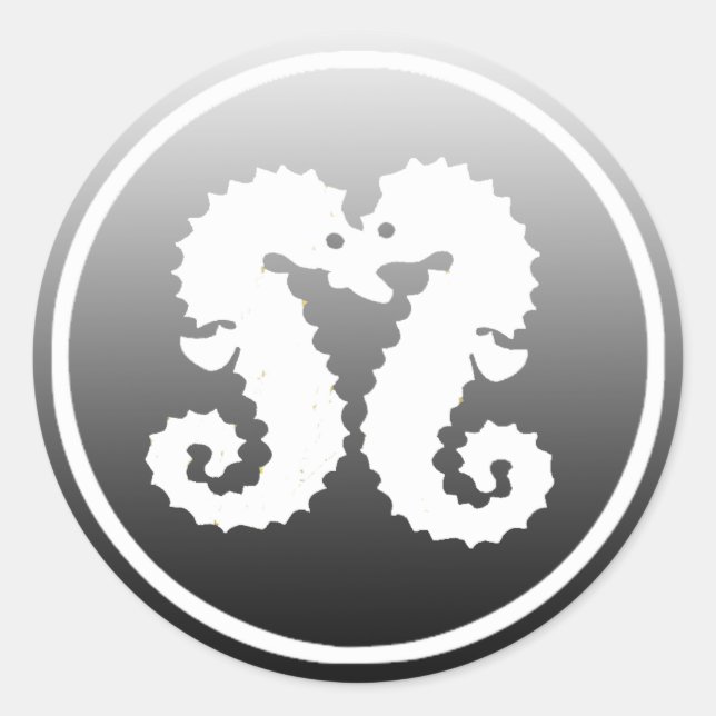 Black and White Seahorses Kissing Sticker (Front)