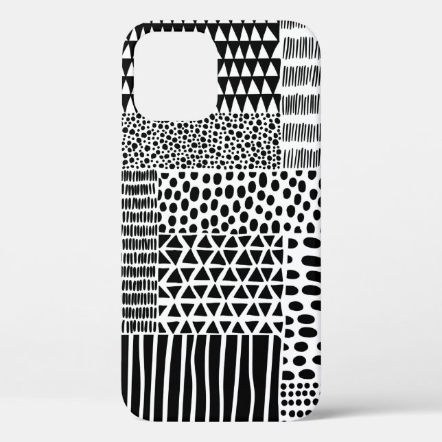 Black and white seamless doodle pattern. Hand-draw Case-Mate iPhone Case (Back)