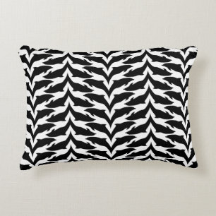 Black and White Seamless Pattern - Dolphin Accent Pillow