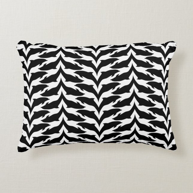 Black and White Seamless Pattern - Dolphin Accent Pillow (Front)