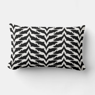 Black and White Seamless Pattern - Dolphin Lumbar Pillow