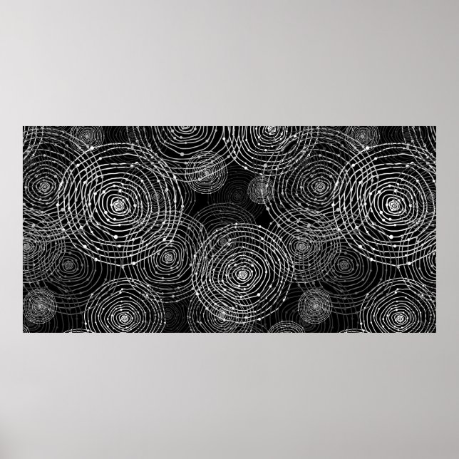 black and white seamless round shapes poster (Front)
