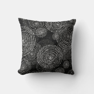 black and white seamless round shapes throw pillow