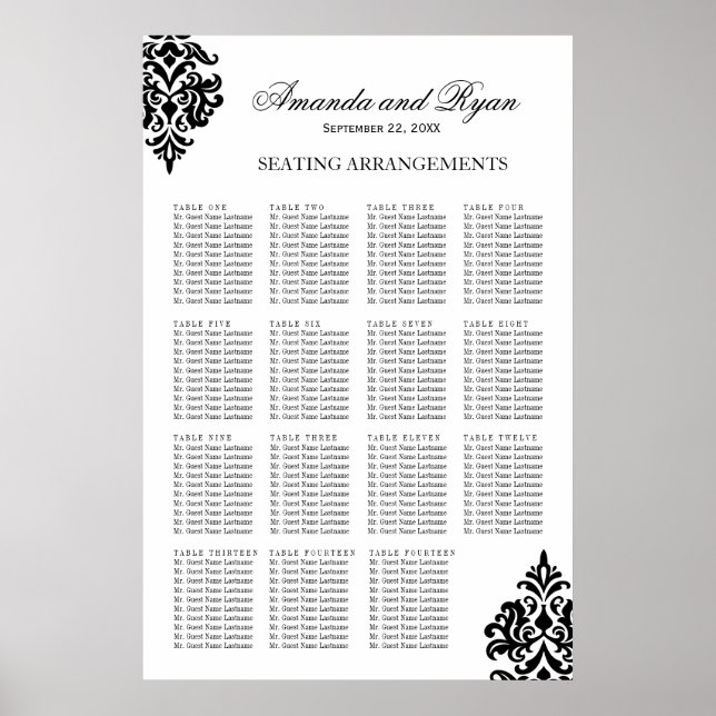 Black and White Seating Arrangement Poster (Front)