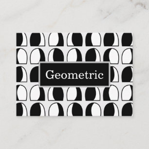 Black and White Semicircle Geometric Pattern  Business Card