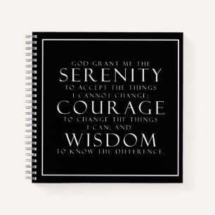Black and White Serenity Prayer Notebook