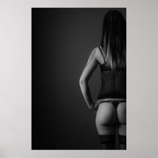 Black and white sexy lingerie model photo Poster