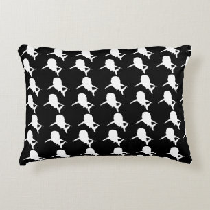 Black and white Shadow fish shark whale pattern Accent Pillow