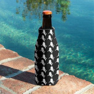 Black and white Shadow fish shark whale pattern Bottle Cooler