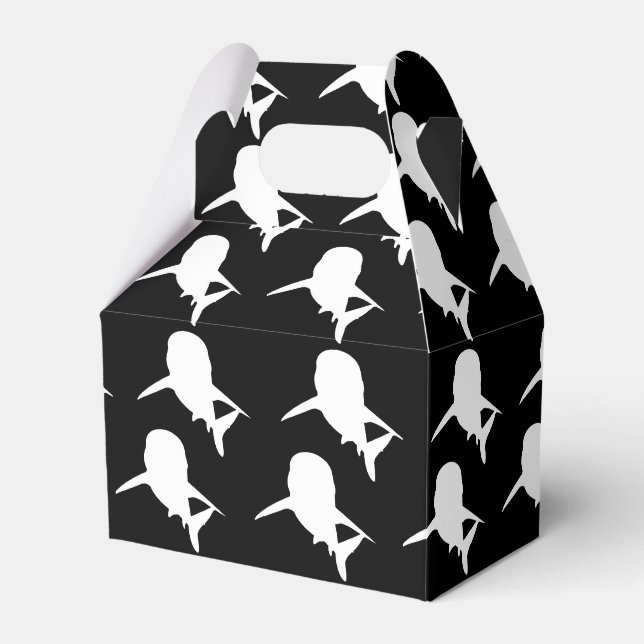Black and white Shadow fish shark whale pattern Favor Box (Front Side)