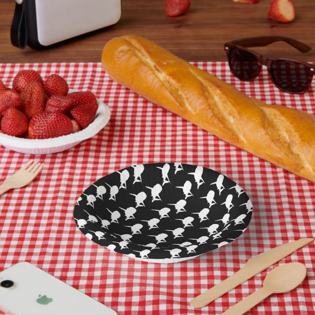 Black and white Shadow fish shark whale pattern Paper Plate (Picnic)