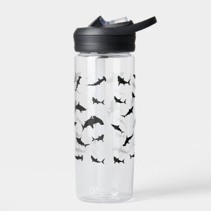 Black and white Shadow fish shark whale pattern Water Bottle