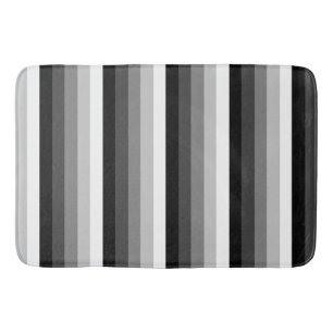 Black and white shadow stripes bath mat