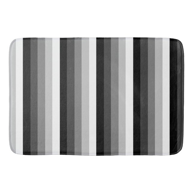 Black and white shadow stripes bath mat (Front)