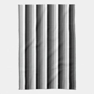 Black and white shadow stripes kitchen towel
