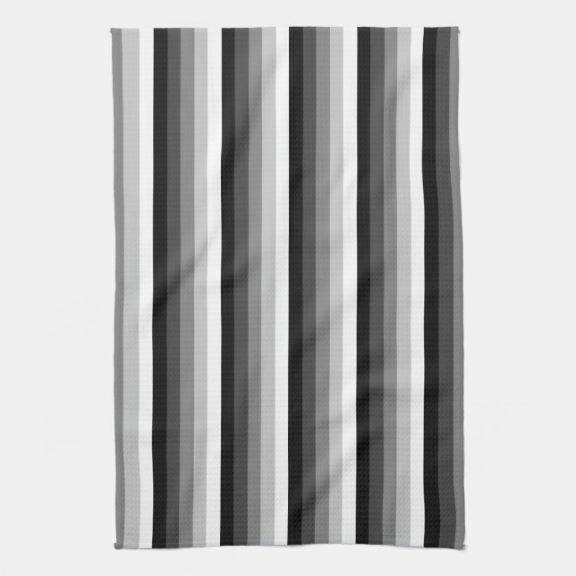 Black and white shadow stripes kitchen towel (Vertical)